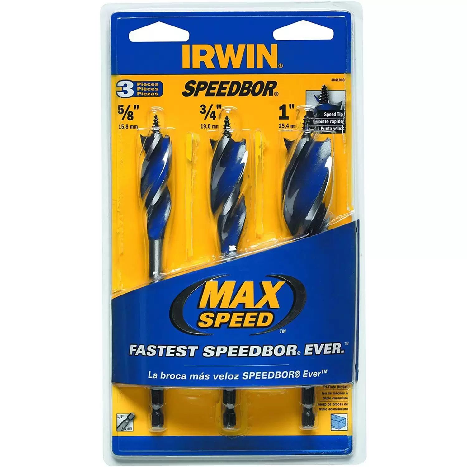 Irwin 3041003 Speedbor Max 3PC 5/8" - 1" Spade Bit Set